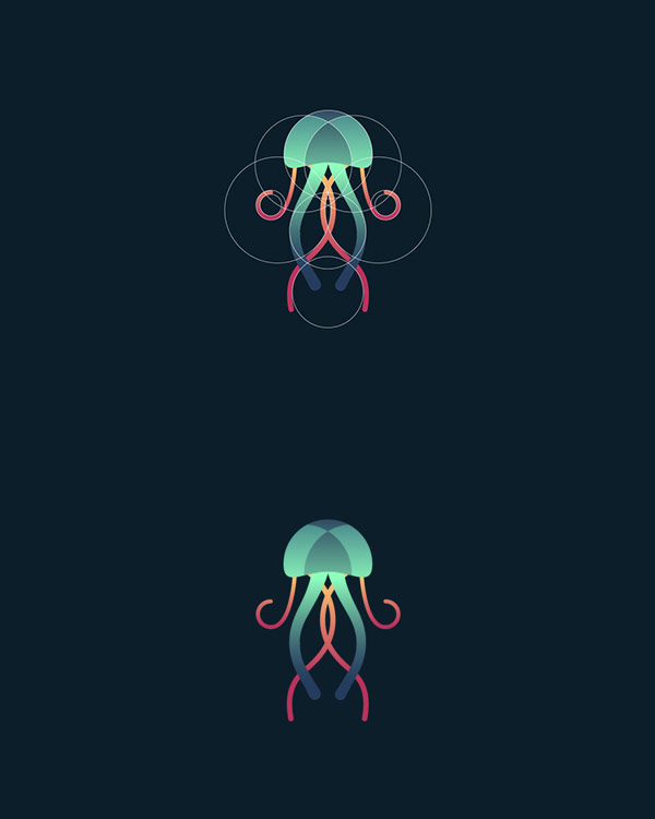 Colored jellyfish graphic