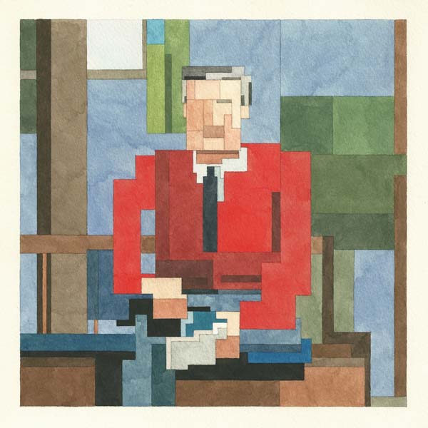 "Mister Rogers" - 7x7 inches watercolor painting