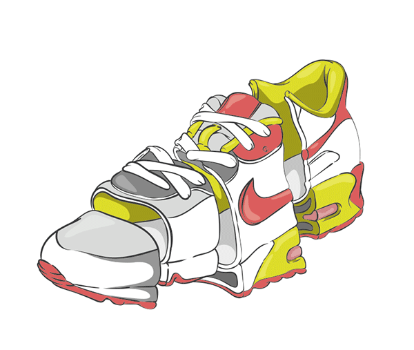 Sliced sneaker illustration by Alexandre Godreau for a Nike project.