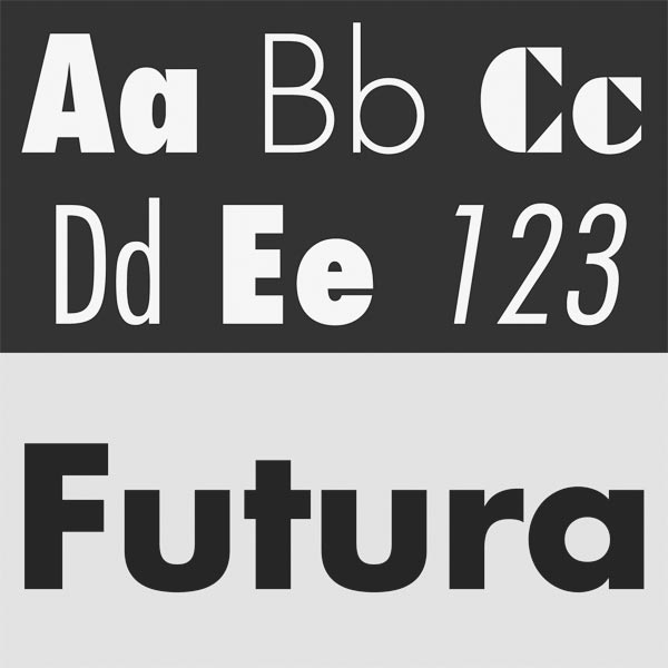 The Futura font family from Linotype.