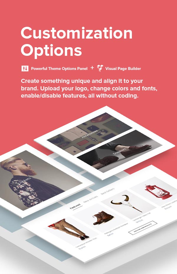 The powerful theme options panel and visual page builder offer countless customization features.