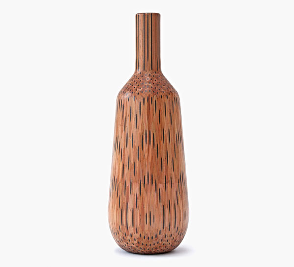 Amalgamated - a vase made up from countless pencils that create an amazing texture.