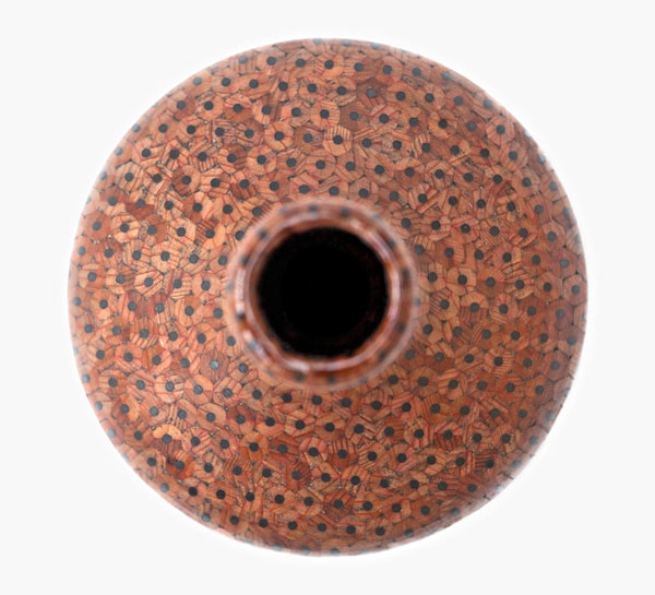 The top view of a vase shows the unique texture.