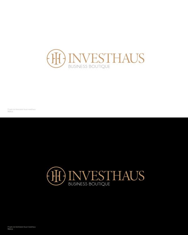 The final INVESTHAUS Business Boutique logo on white and black backgrund.