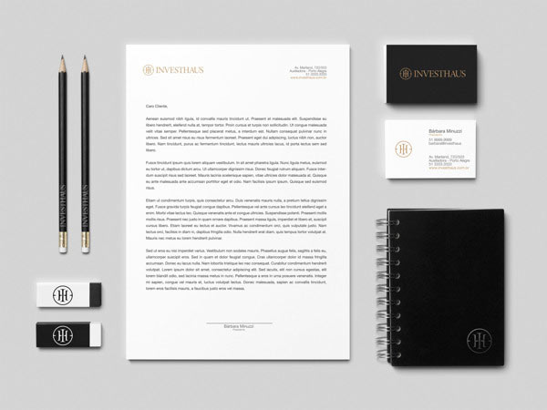 INVESTHAUS Business Boutique brand identity and stationery design.