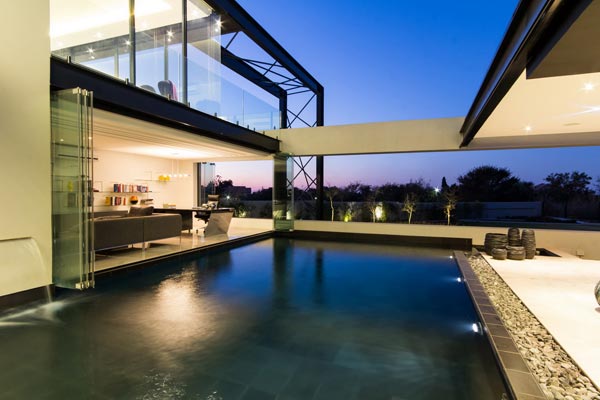 The swimming pool of House Ber in Carlsworld, Midrand, South Africa.