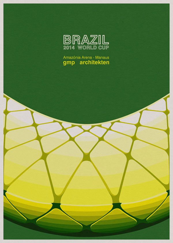 Amazônia Arena in Manaus by GMP Architekten - Architectural poster illustration by André Chiote