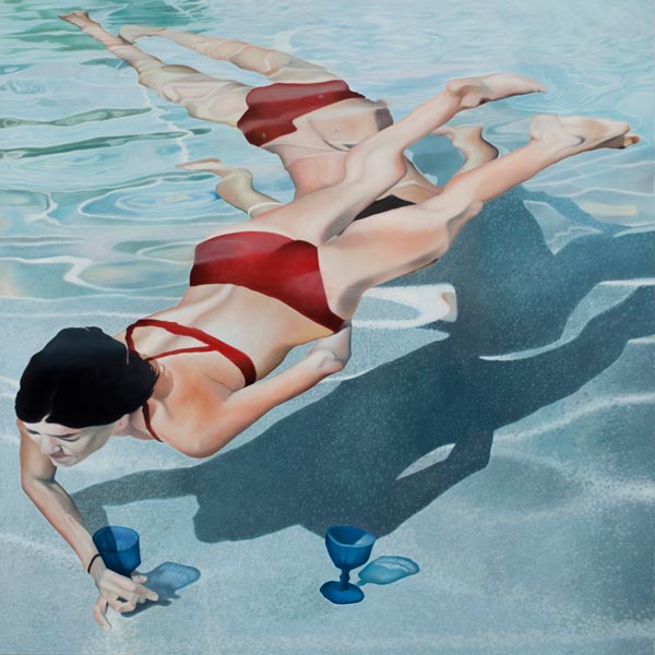 Artwork of swimming and diving women.