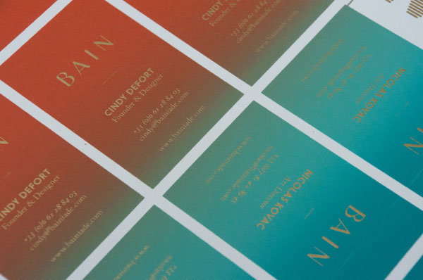 Screen printed business cards - clouse up