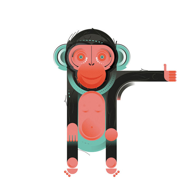 Chimp graphic by Leandro Castelao for MailChimp artist series.