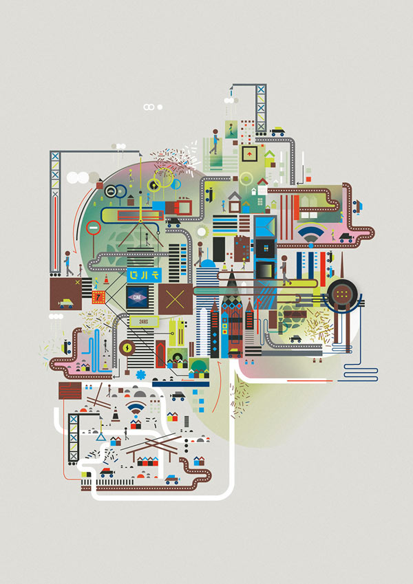 Cover for La Nación magazine ADN about future cities. Art direction by Silvana Segú.