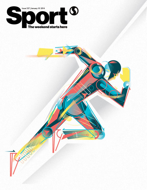Cover illustration by Leandro Castelao for Sport Magazine number 337 about DNA of top athletes.