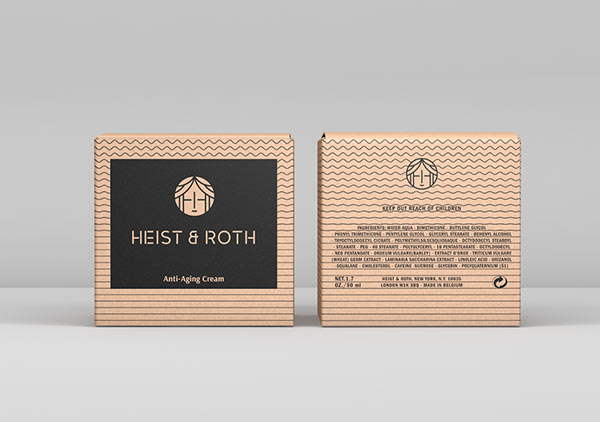 Heist & Roth - anti-aging cream packaging design - front and back.