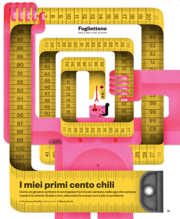 IL Magazine #60 - Cover for "fogliettone" section "My first 100 kilograms" - April 2014