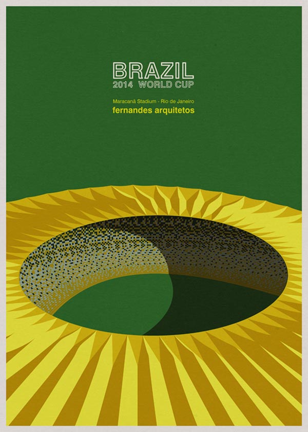 Maracanã Stadium in Rio de Janeiro by Fernandes Arquitetos - Architectural poster illustrations by André Chiote