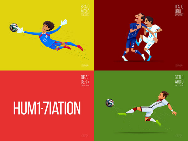Outstanding Moments of The FIFA World Cup - Brazil 2014 - Illustrations by Dipanjan Biswas.