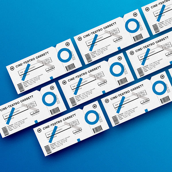 Tickets according to the visual identity concept.