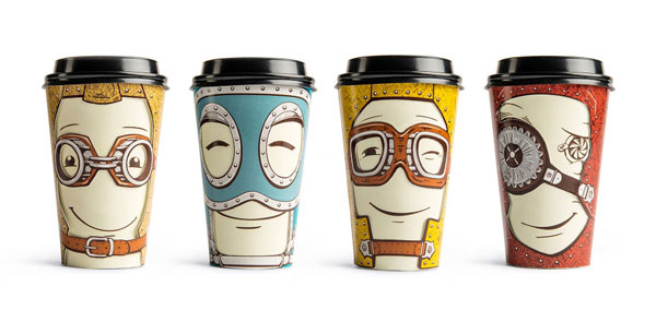 Coffee cups with altering emotions.