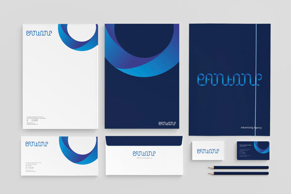 The clean designed stationery set by graphic designer Siprass S for an advertising agency based in Indonesia.