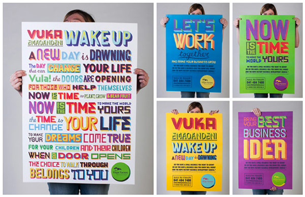 Typographic prints by MUTI for The Hope Factory.