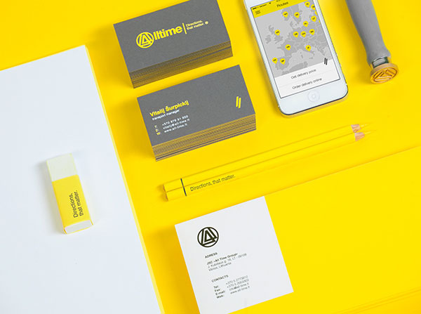 Matching branding materials from a logistics company rebranding project.