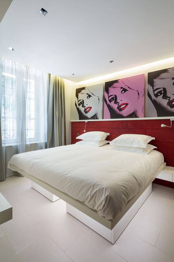 Bedroon interior with contemporary pop art decoration.