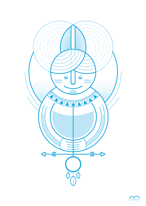 An illustration based on simple graphic shapes.