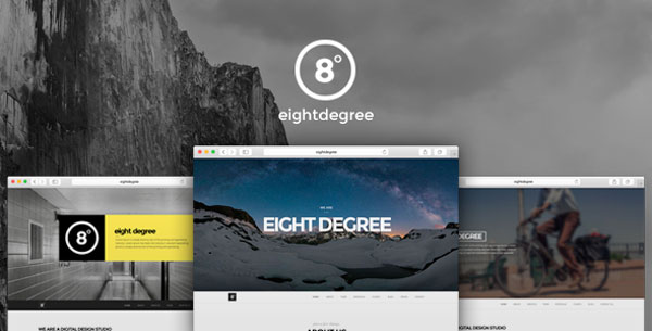 Eight Degree, a single page Parallax theme for WordPress.