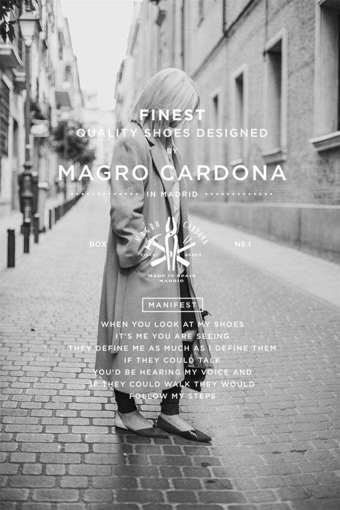 Branding project by Mark Brooks for Magro Cardona, a Madrid based high-quality footwear brand.