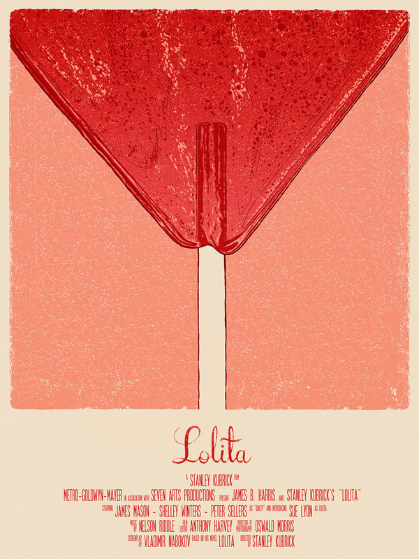 Lolita - poster illustration by Bartosz Kosowski for the Stanley Kubrick art show hosted by Spoke Art in San Francisco.
