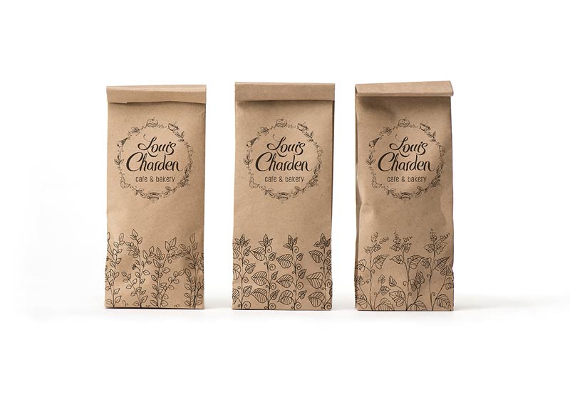 Bakery packaging with lovely illustrations and logotype.