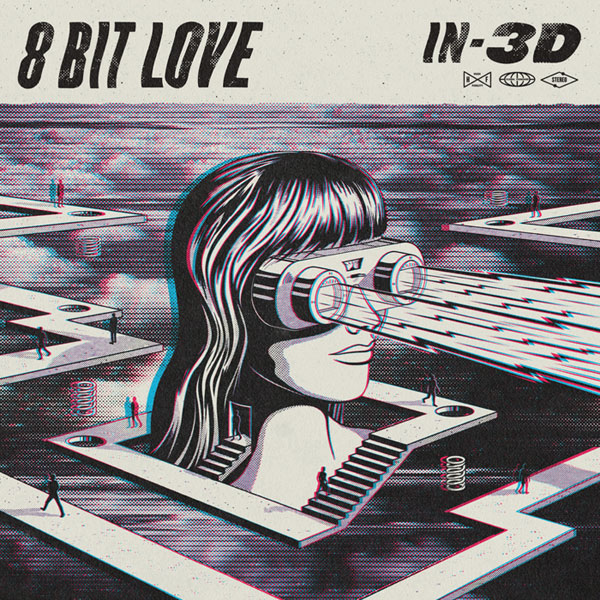 Cover artwork, logo deisgn and collateral for 8 Bit Love's EP entitled IN 3D.
