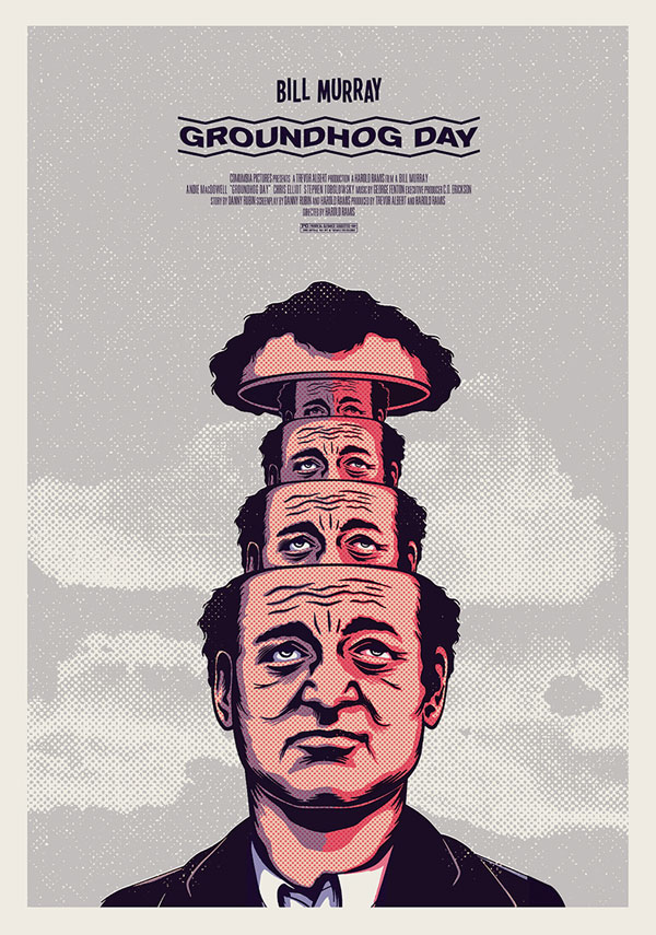 NOT FOR RENTAL - GROUNDHOG DAY - VHS box and poster illustrations for Not For Rental exhibition.