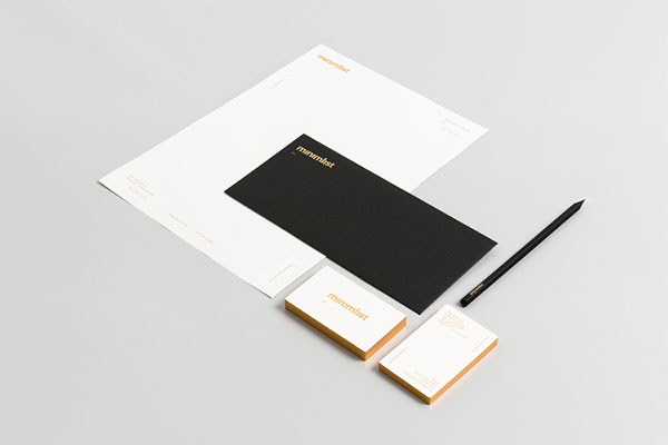 Simple and clean stationery design based on black, white, and gold.