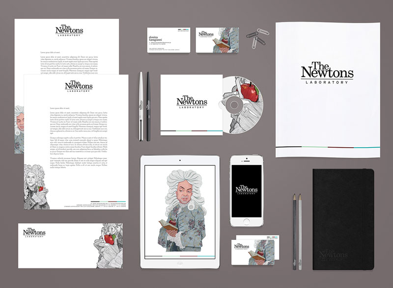 The Newtons Laboratory - redesign of the brand identity by Dimitra Karagianni and illustrator Stavros Damos.