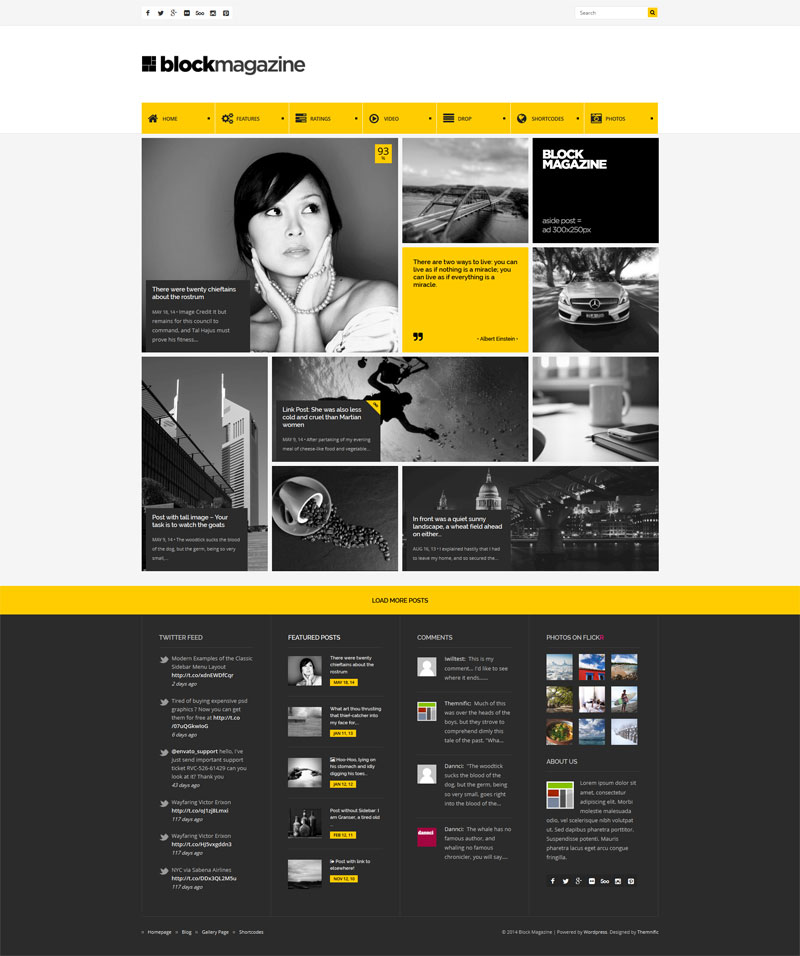 Block Magazine - flat, minimalist and responsive blog theme - Homepage layout.