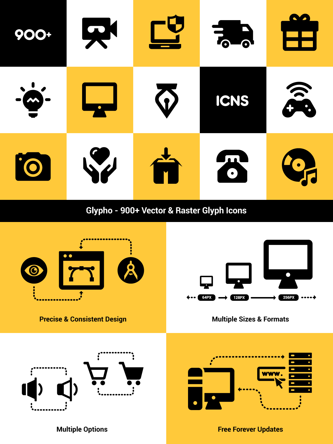The Glypho icon pack - More than 900 vector glyphicons for download.