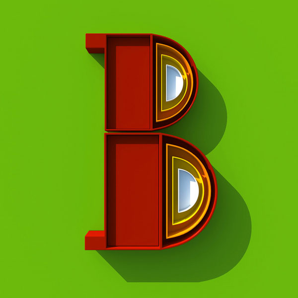 B - A series of 3D letters created by Alejandro López Becerro, a graphic designer from Madrid.