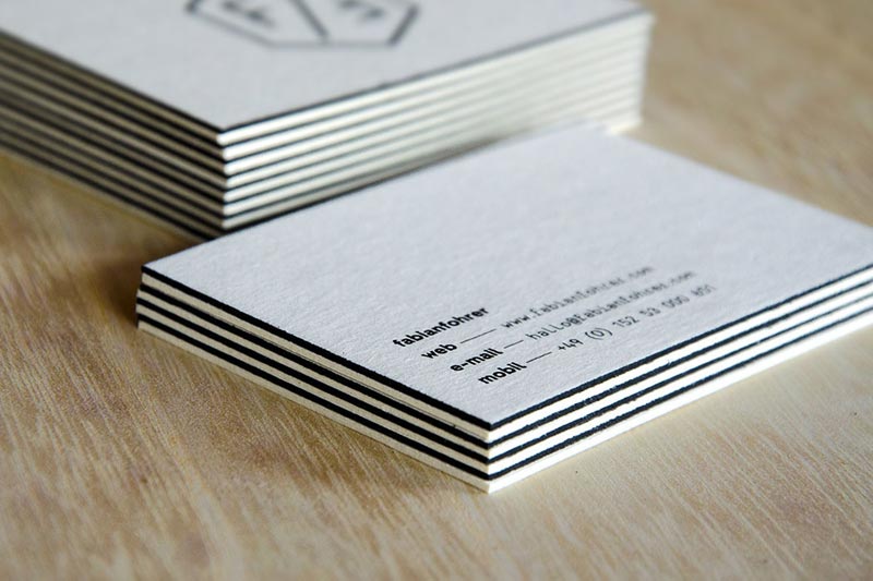 Close up of the business cards.