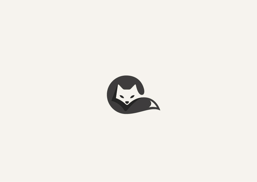 Fox negative space icon design by George Bokhua.