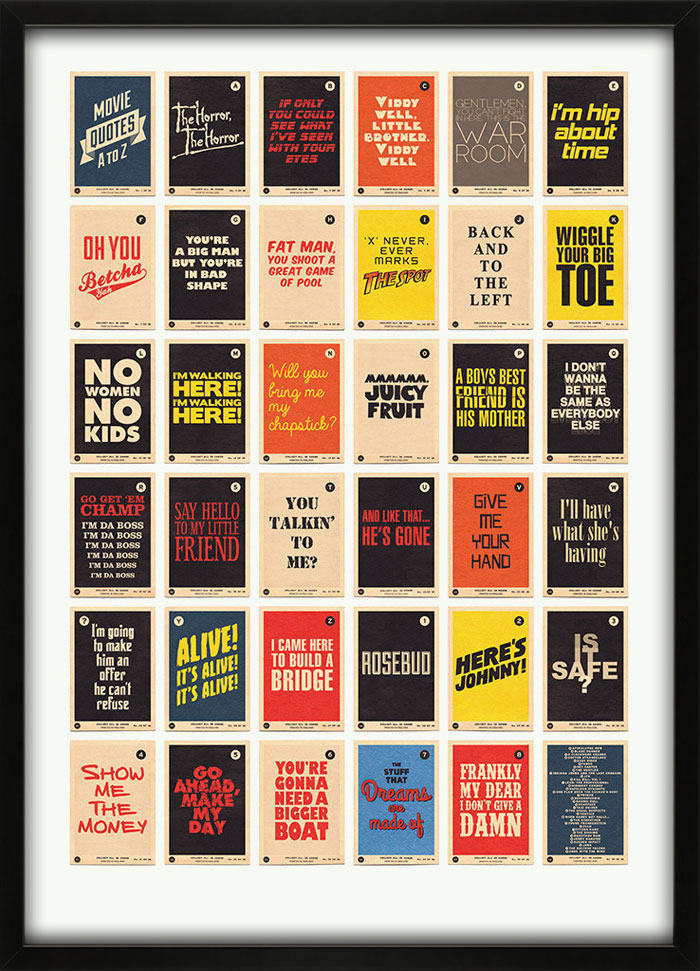 Movie Quotes A to Z - film alphabet print from 67 Inc.