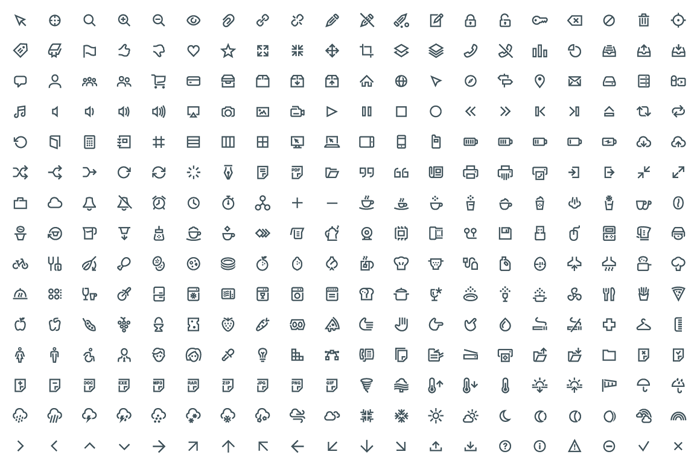 A versatile pack of well designed simple line icons.