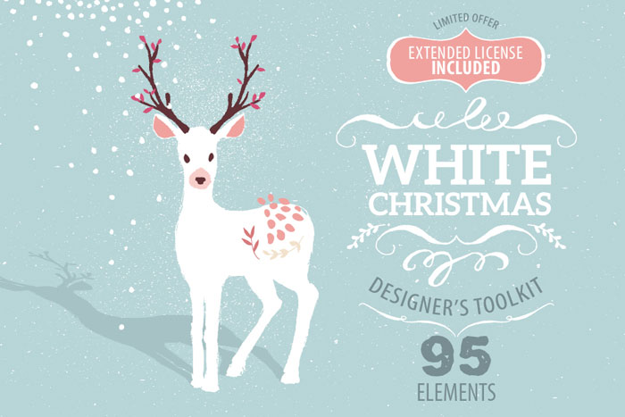 White Christmas designer's toolkit with 95 included elements.