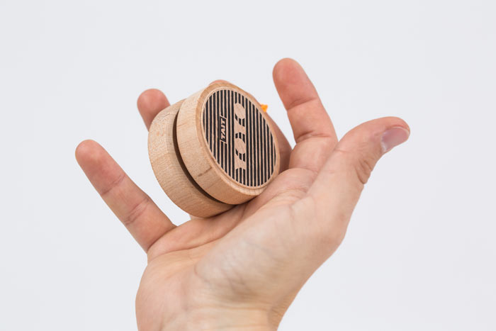 The handmade yoyo is made out of hard maple.