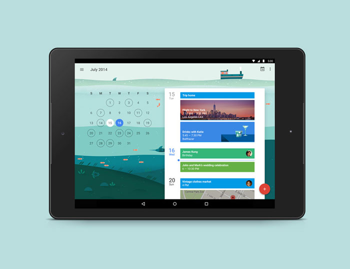 Google Calendar app for tablet.
