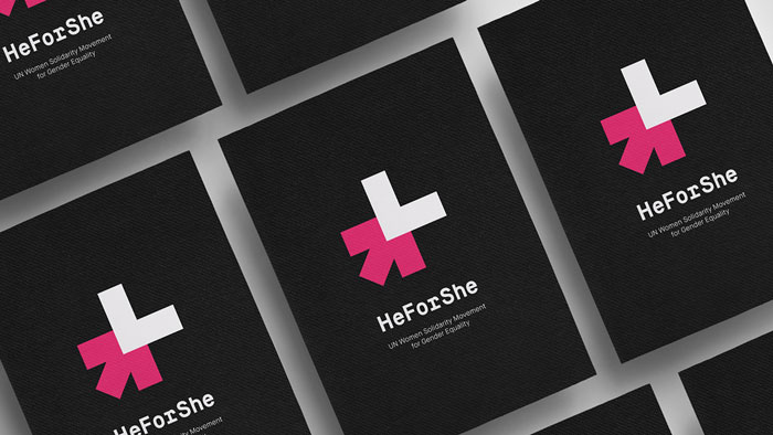 The HeForShe solidarity movement identity by DIA, a branding and creative production studio led by award winning creative director Mitch Paone.
