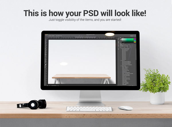 This is how your PSD looks like. Just toggle visibility of the items to start.