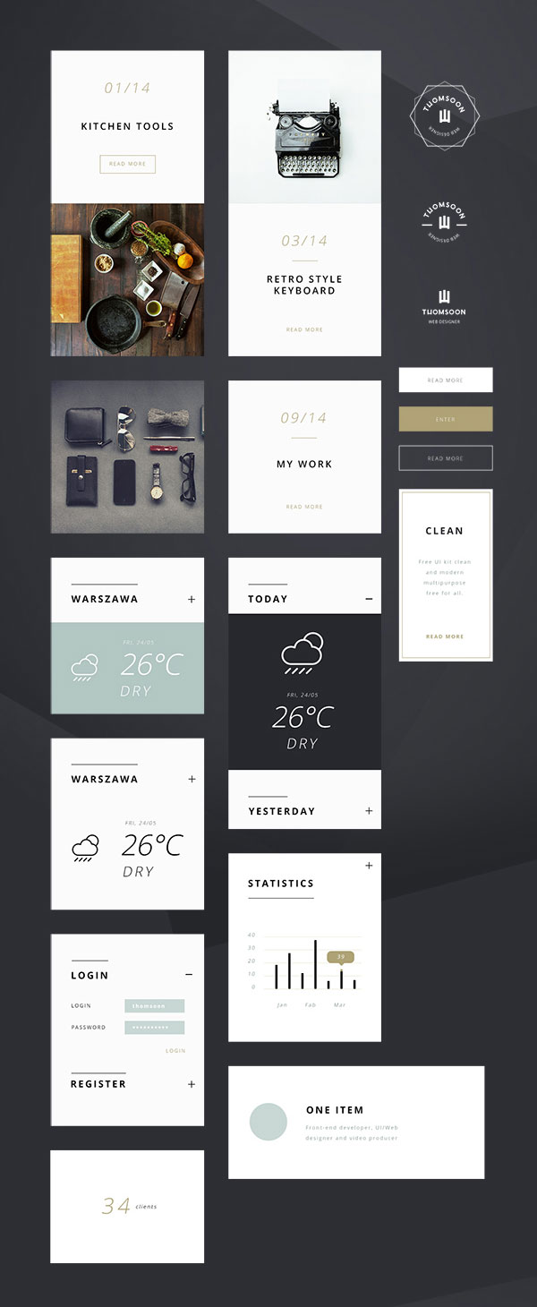 An UI Kit with over 55 free elements for personal and commercial use.