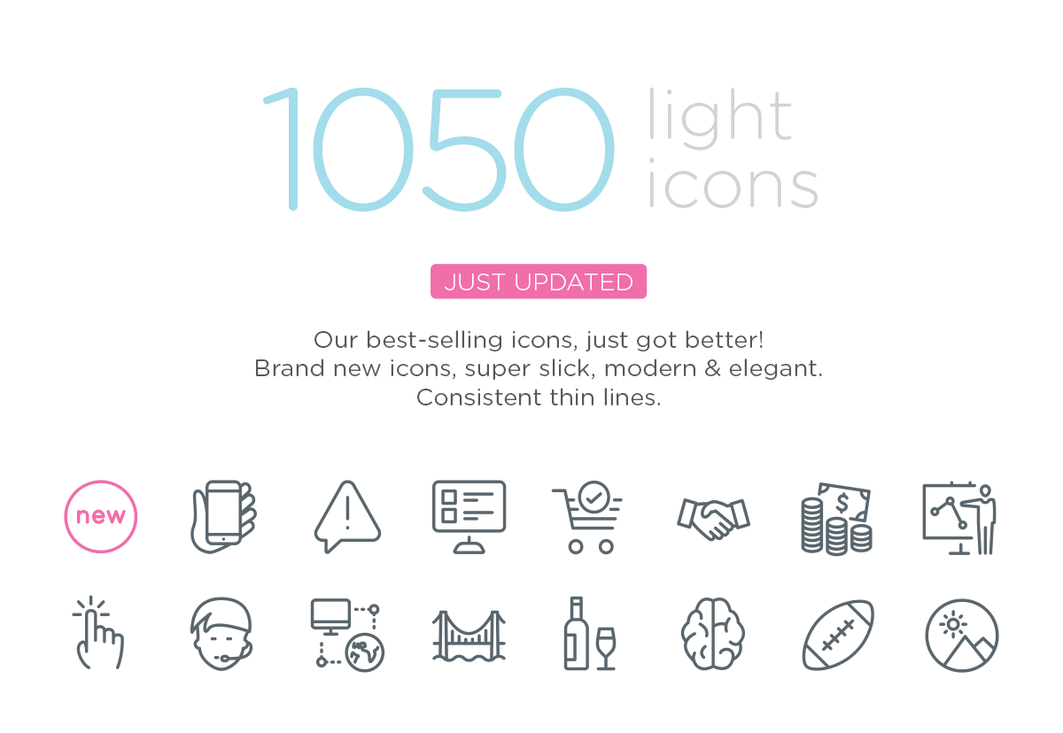 1050 light icons - The popular icon set just got better and bigger.