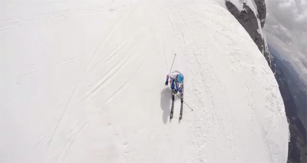 Still from the freeride ski video "One of those days 2" by Candide Thovex.